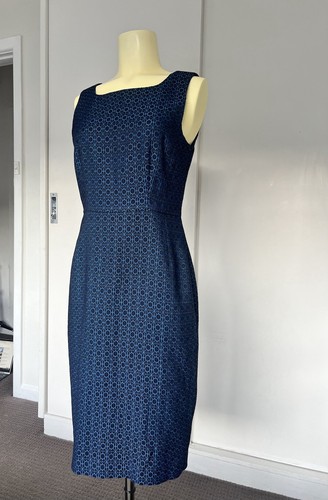 Anna Thomas Dress 8 Navy Blue Pencil Sleeveless Work Office corporate Rrp $898 - Picture 5 of 16