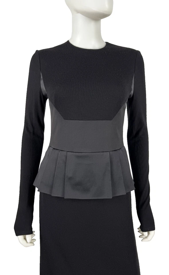 Vestido de coquetel Akris 6 EUA 42 IT 36 D M preto cashmere seda passarela autêntico $3K - Imagem 3 de 4