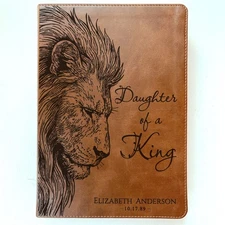 Personalized ESV Large Print Bible, Daughter of a King Lion Design Name Engraved