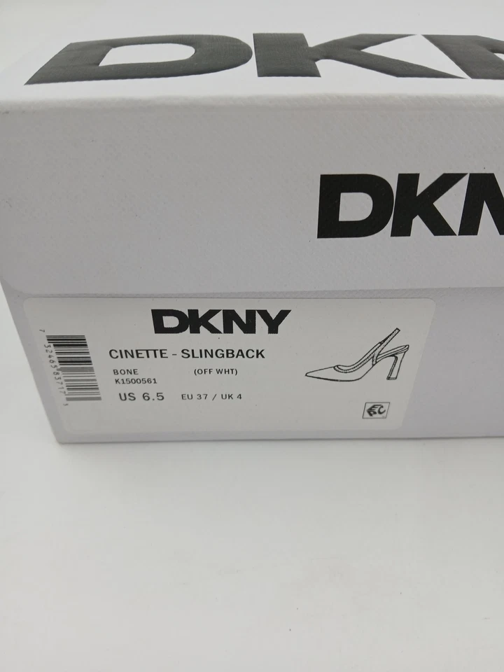 Zapatos de tacón alto DKNY Cinette con cordones para mujer talla 6,5 blanco deshuesado logotipo Foto 2 de 4