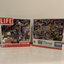 Lot 2 New Jigsaw Puzzles 1000Pc Retro Nostalgia Life Cover Masterpiece TV 70s