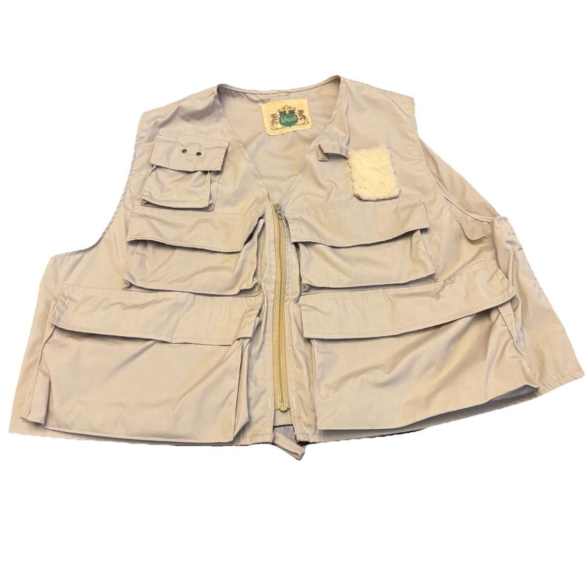 トップス 1970s ''IDEAL'' fishing vest Vtg 70s-80s Ideal Fly Fishing Vest With Sheepskin Fly Patch Size