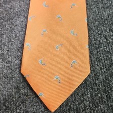 Brooks Brothers Orange Sail Fish 100% Silk Mens Neck Tie USA Made