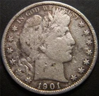 1901 Barber Half Dollar - Full Rims Both Sides Major Details Distinctly Outlined