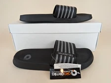 Akademiks Sandals Mens 43 Flip 1.0 Slip On Pool Slides Black Grey Shoes NEW