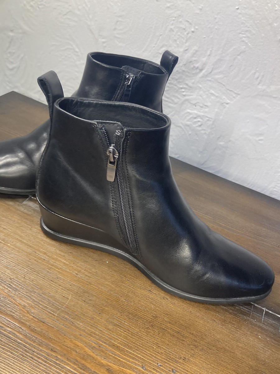 Ecco Shape 45 280613 Womens Black Wedge Boots SIZE 36 US 5/5.5