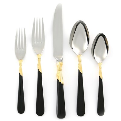 Yamazaki LINDI BLACK Gold Stainless Patrick 18/8 Silverware CHOICE Flatware
