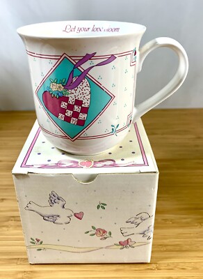Coffee Mug Heart Let your love bloom (Applause) New, Vintage
