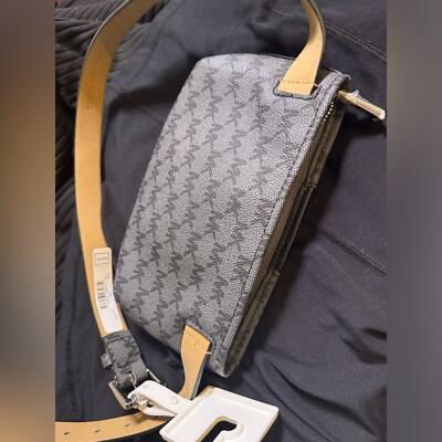 Michael Kors Grey and Black Monogram Logo Belt Bag NWT | eBay