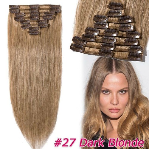 US Clip In Remy Real 100% Human Hair Extensions Full Head Highlight 18" 20" 22" - 第 29/51 張圖片