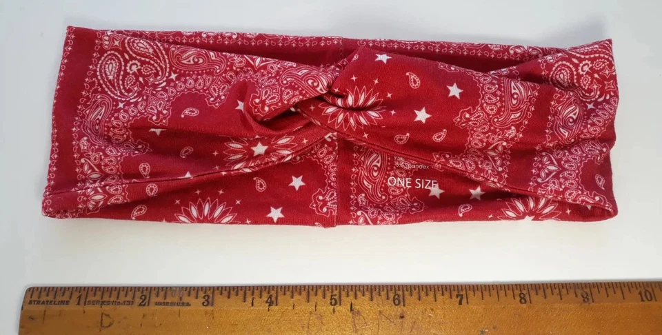 Diadema Vaquera Western Paisley Motociclista Rojo Hippie Rodeo Zoe Liv Foto 3 de 4