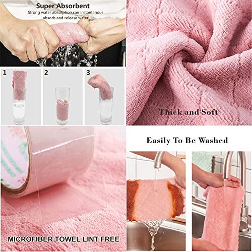 12x Toallas de limpieza de microfibra reutilizables Paños de cocina absorbentes - 第 5/6 張圖片
