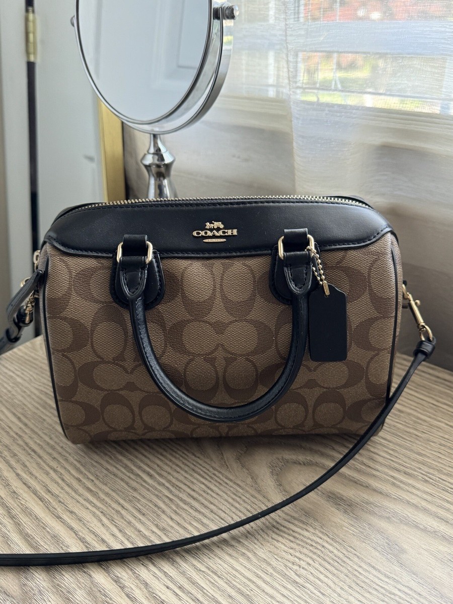 バッグ Coach Signature Brown Mini Satchel Bag COACH Handbag Signature Brown Mini Bennett Satchel | eBay