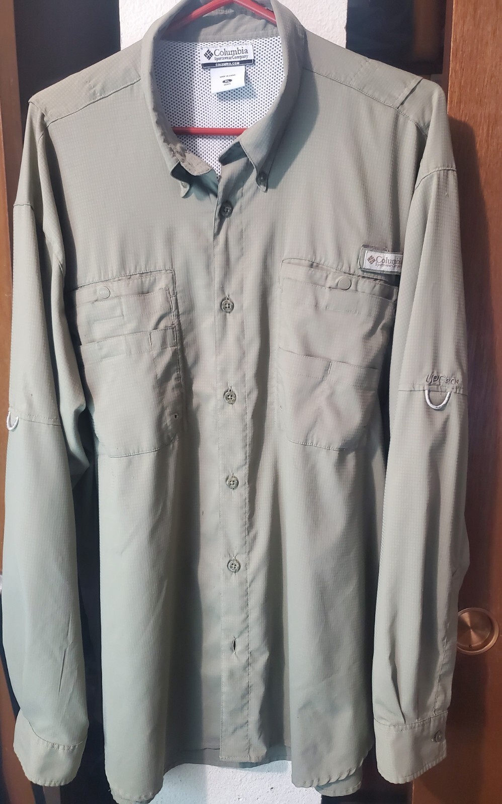 Columbia Men's PFG Shirt Long Sleeve Vented UPF 30+ Beige XL
