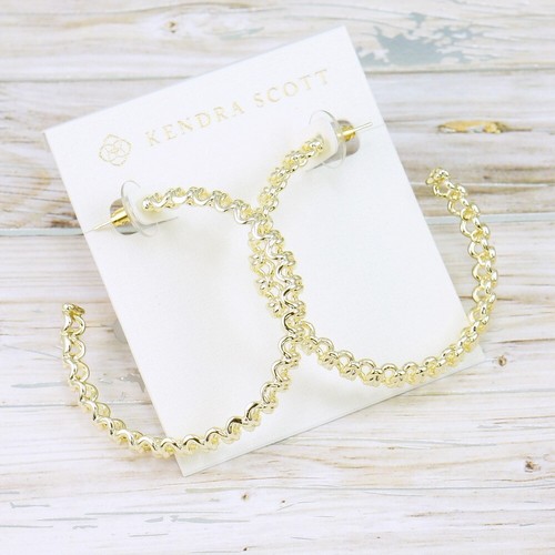 NWOT Kendra Scott Fallyn Hoop Earrings Gold Tone - Picture 5 of 7