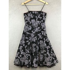 Vintage Y2K Black floral slip dress size 7/8