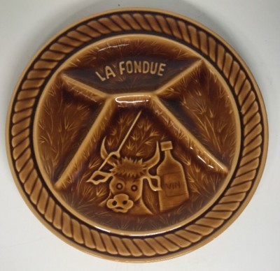 Lot4 Von 6 Teller Fondue Im Barbotine D 24 CM Signiert Sarreguemines Frankreich