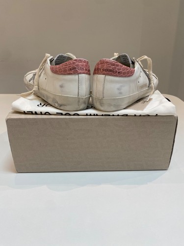 Zapatilla Golden Goose Superstar Cuero Blanco/Rosa/Plateado Brillo 37 Nueva En Caja - Imagen 6 de 12
