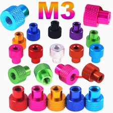 M3 Colourful Knurled Thumb Nut Aluminum Alloy Through Hole Hand Grip Knobs Nuts