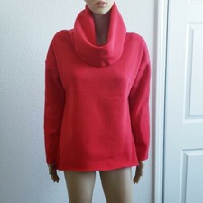 Nwot Hood Collar Fleece Soft Red Women Longsleeve Turtle Neck Size L