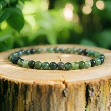 Natural Moss Agate 4mm Beads Healing Anxiety Relief Balance Woman Man Bracelet