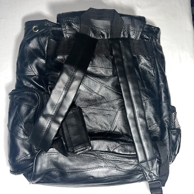 Embassy USA Buttery Soft Leather Black Backpack Zippers 