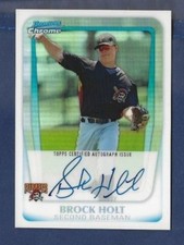 2011 Bowman Chrome Brock Holt Autograph Rookie Serial #d/499 Red Sox ALDS CYCLE 