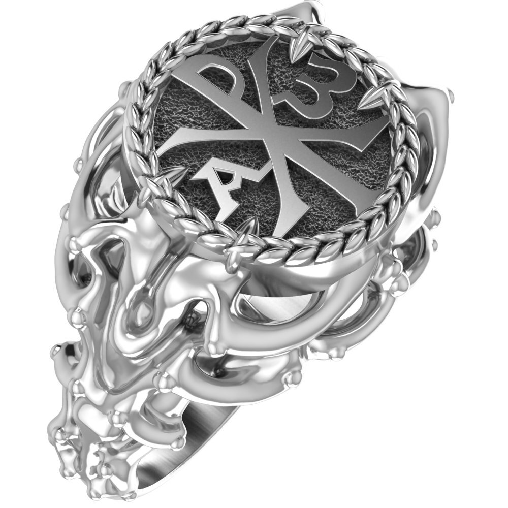 925 Sterling Silver Chi Rho Ring for Women Alpha Omega Christian Jewelry