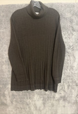 Bloomingdale's Women's Grey Turtleneck Sweater Pure New Wool Long Sleeve XL