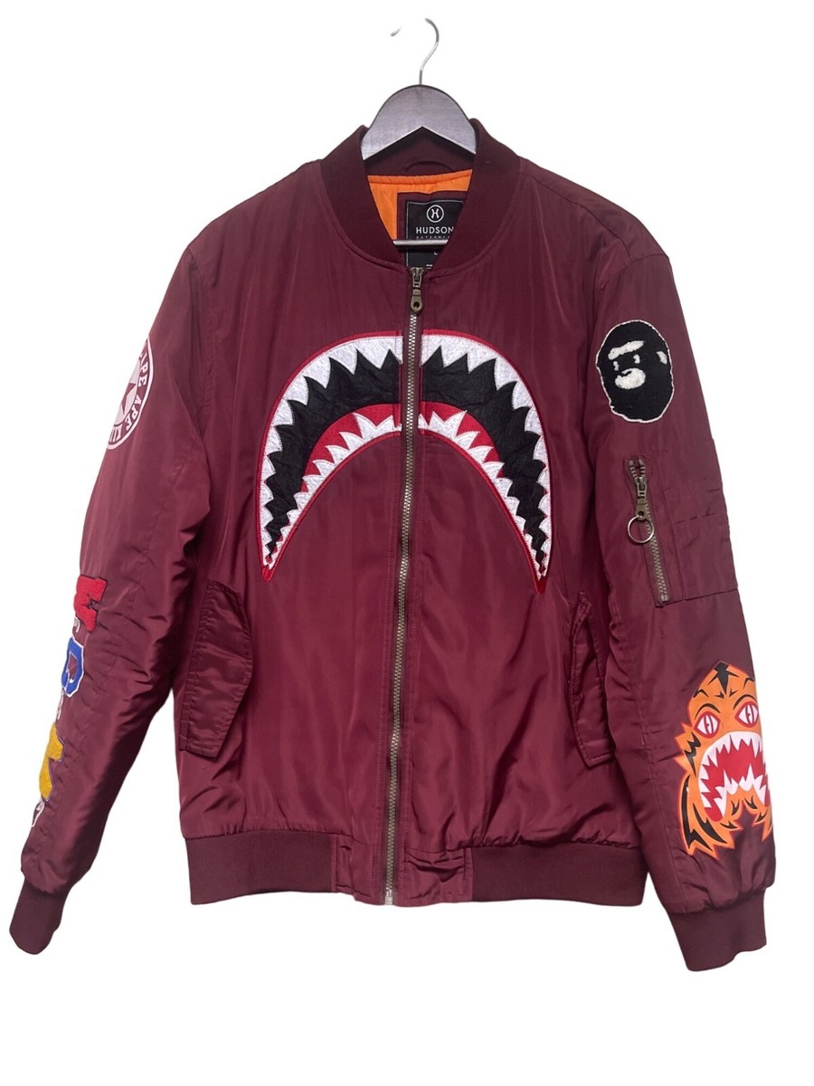 Hudson We Killed Ape Shark Varsity Get Money Jacket Red Men's Size Large  **Flaw*