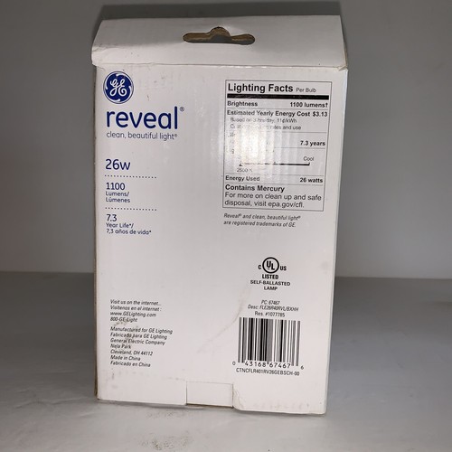 GE Reveal Dimmable Bulb 26 Watt 7.3 Year Life Nob E8 - Picture 4 of 4