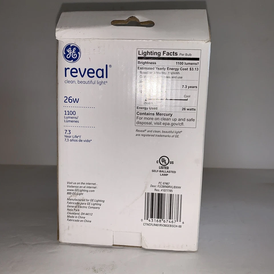 GE Reveal Dimmable Bulb 26 Watt 7.3 Year Life Nob E8 - Image 4 of 4