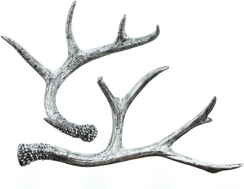 2x Geweih in schwarz / silber 18 + 30 cm lang, Landhaus Hirsch Deko Figur Objekt - Bild 2 von 4