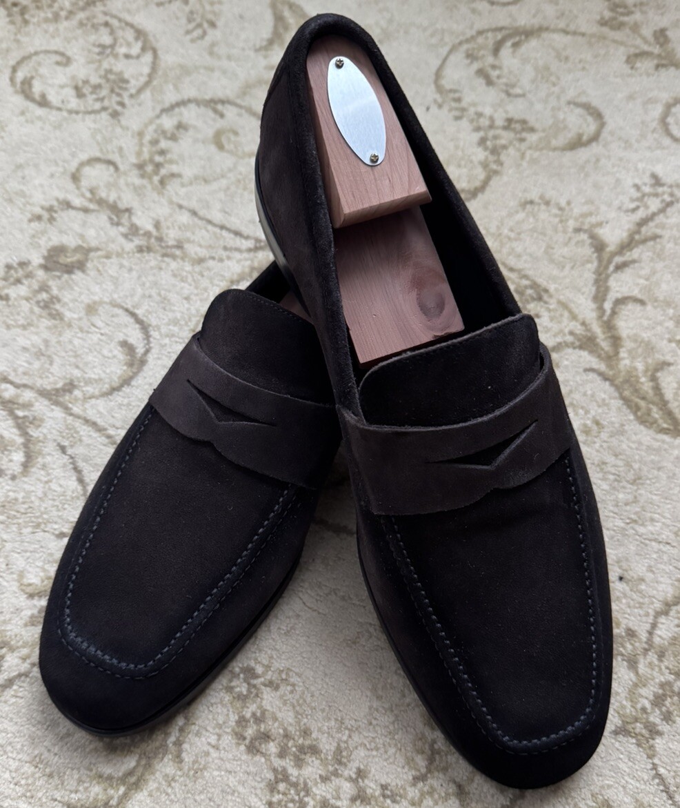 TO BOOT NEW YORK “MERRILL” Brown Suede Penny Loafers Size  display picture 3