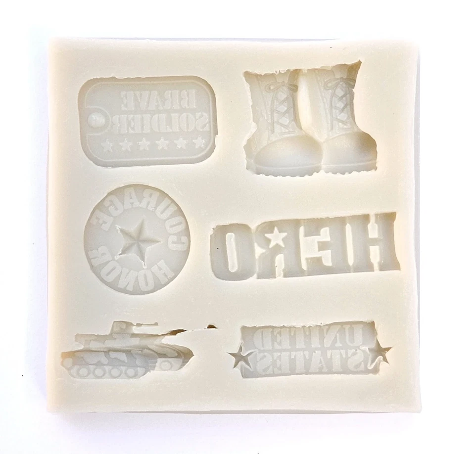 MOLDE VARIEDAD MILITAR Decoración de Pasteles del Ejército, Molde de Fondant, Molde de Héroe Tanque Botas Foto 2 de 2