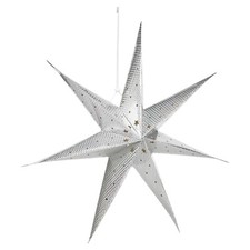 Large LED Decorative Festive Paper Star Hanging Christmas Lantern Lights Silver