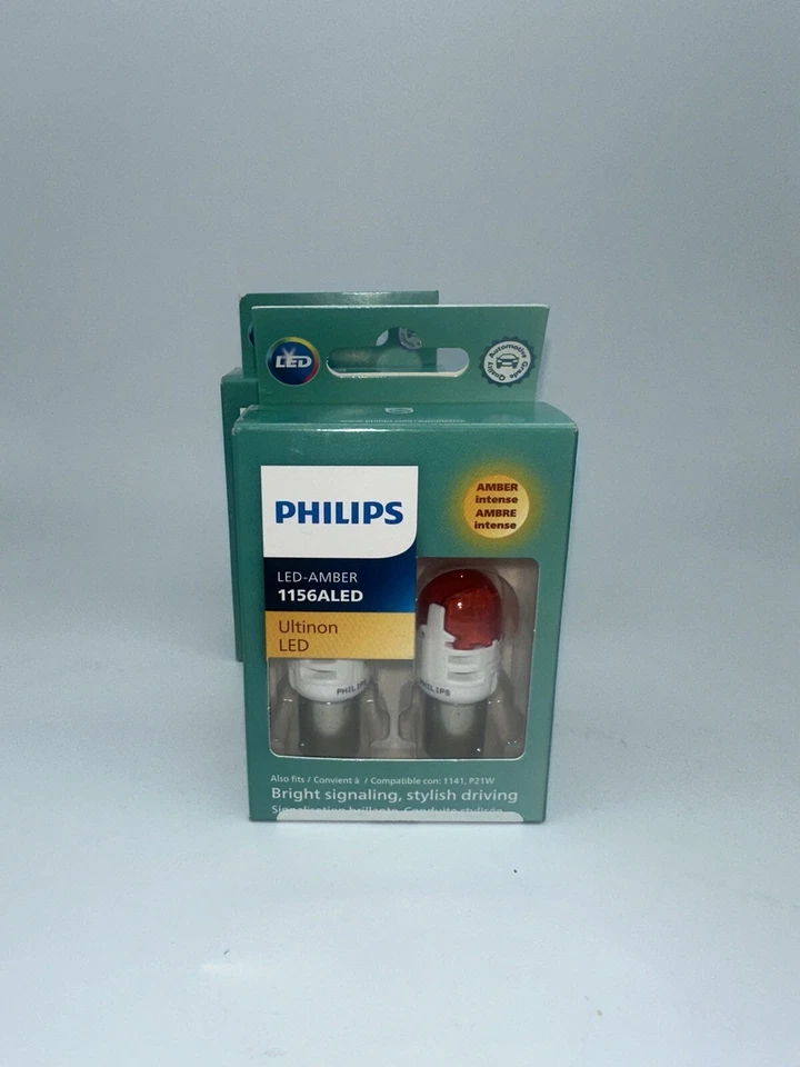 Paquete de 2 bombillas de señal de giro trasero Philips Ultinon LED 1156 ámbar naranja Foto 3 de 4