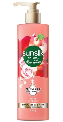 Sunsilk Natural Bio Active Peach + Rose Shampoo Smooth Shine Nourishments 380ml