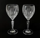 PAIR VINTAGE WATERFORD CUT CRYSTAL WINE GLASSES GOBLETS SIGNED