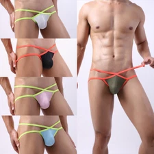 Men's Sexy Thongs Jockstraps Thin Breathable Underwear Low Waist U Pouch Panties