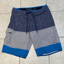 O'NEILL Boardshorts Mens 32 Blue Surf Shorts Beach Swim Trunks Stretch Cargo T12