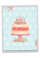 1 Jumbo Birthday Greeting Card - WATERCOLOR CAKE J2984BBDG