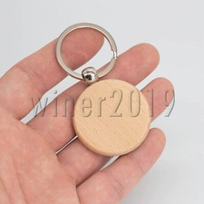 Natural Wooden Key Ring Round Blank Tag for Decoration 1.57x0.31inch Pack of 40