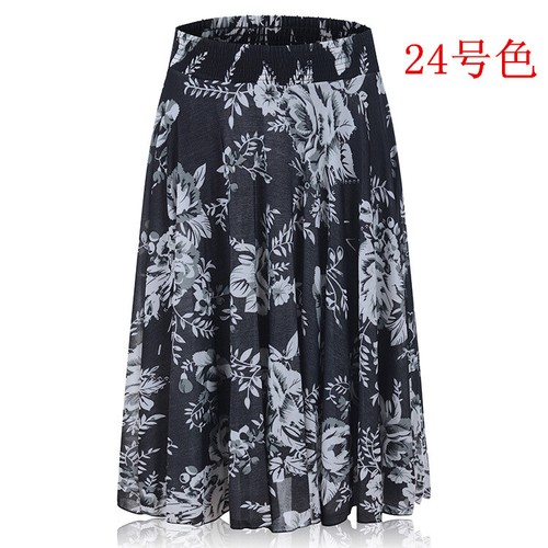 Summer Women's Fashion Print Elastic Waist Large Skirt Casual Pleated Skirt - Picture 2 of 32