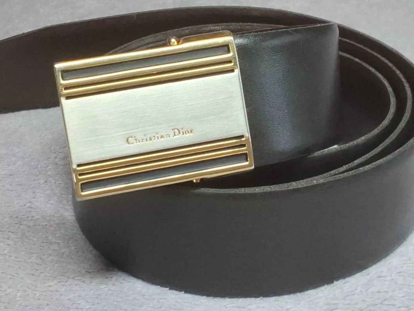 Ceinture réversible en cuir noir marron avec logo Christian Dior 32,5   36,5 excellent état