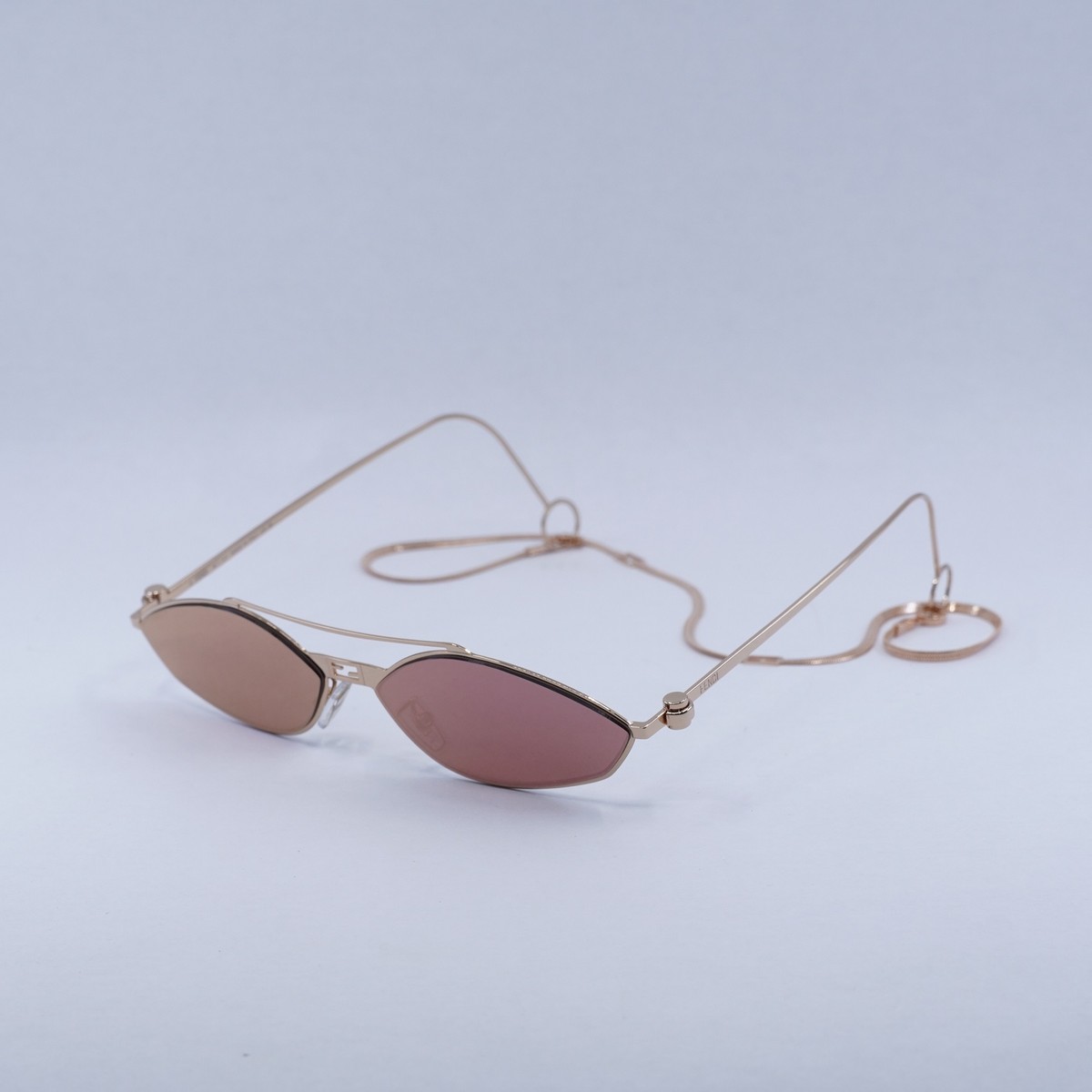 Fendi FE40114U-Y 33U Oval Sunglasses - Gold / Bordeaux Mirror Fendi Fendi FE40114U-Y 33U Sunglasses Gold with Chain Oval  main image 4