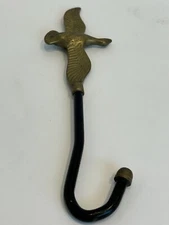 Vintage Solid Brass Flying Duck/Goose Fireplace Damper Pull , Hook Hanger,