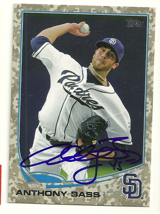 2013 Topps Camo ANTHONY BASS Signed Card autograph PADRES RANGERS #88/99