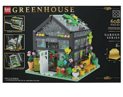NEW, BLOCK TECH GREENHOUSE GARDEN SERIES 608 PCS BUILDING