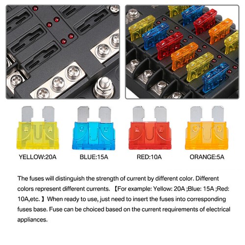 12 Way Blade Fuse Box Block & Auto Marine FuseBox Holder 12V 32V Bus Bar Car Kit - Picture 8 of 17